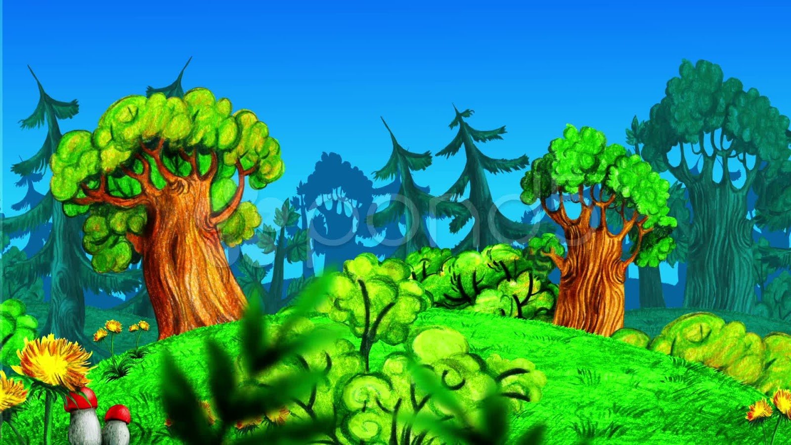 Лес из мультфильма
