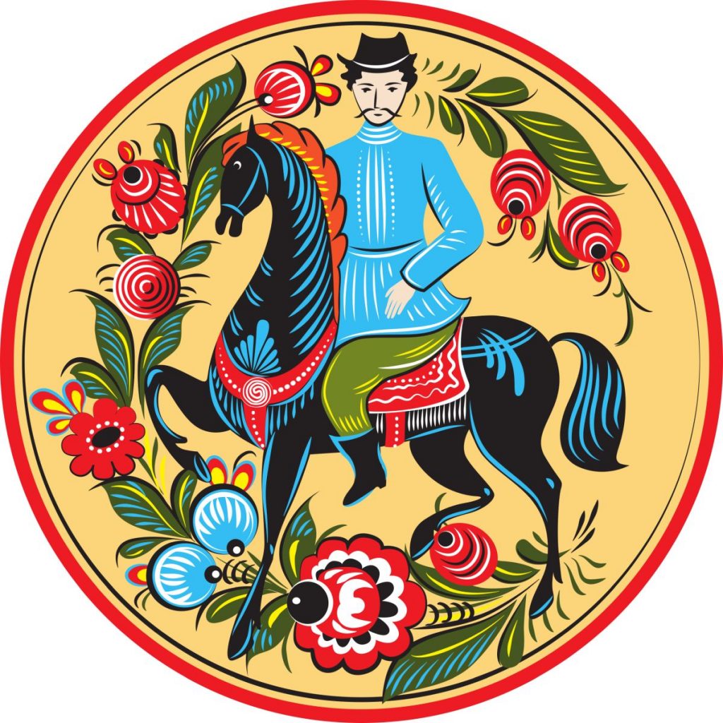 Городецкая роспись всадник на коне