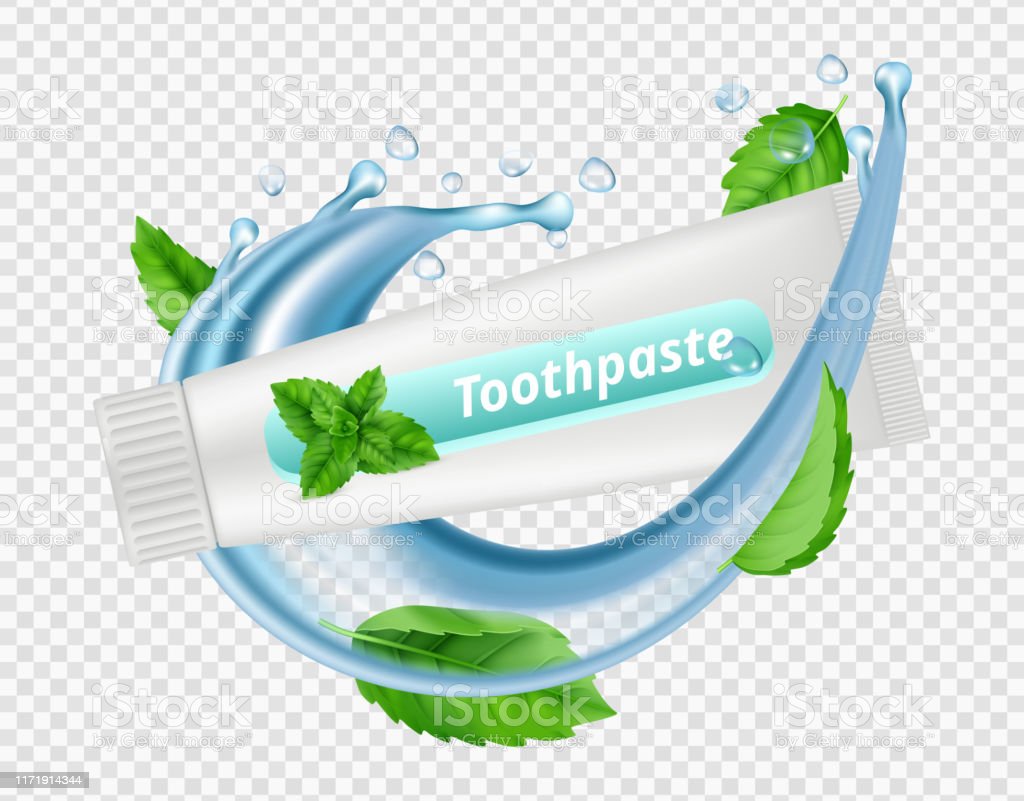 Зубная паста с мятой на фоне