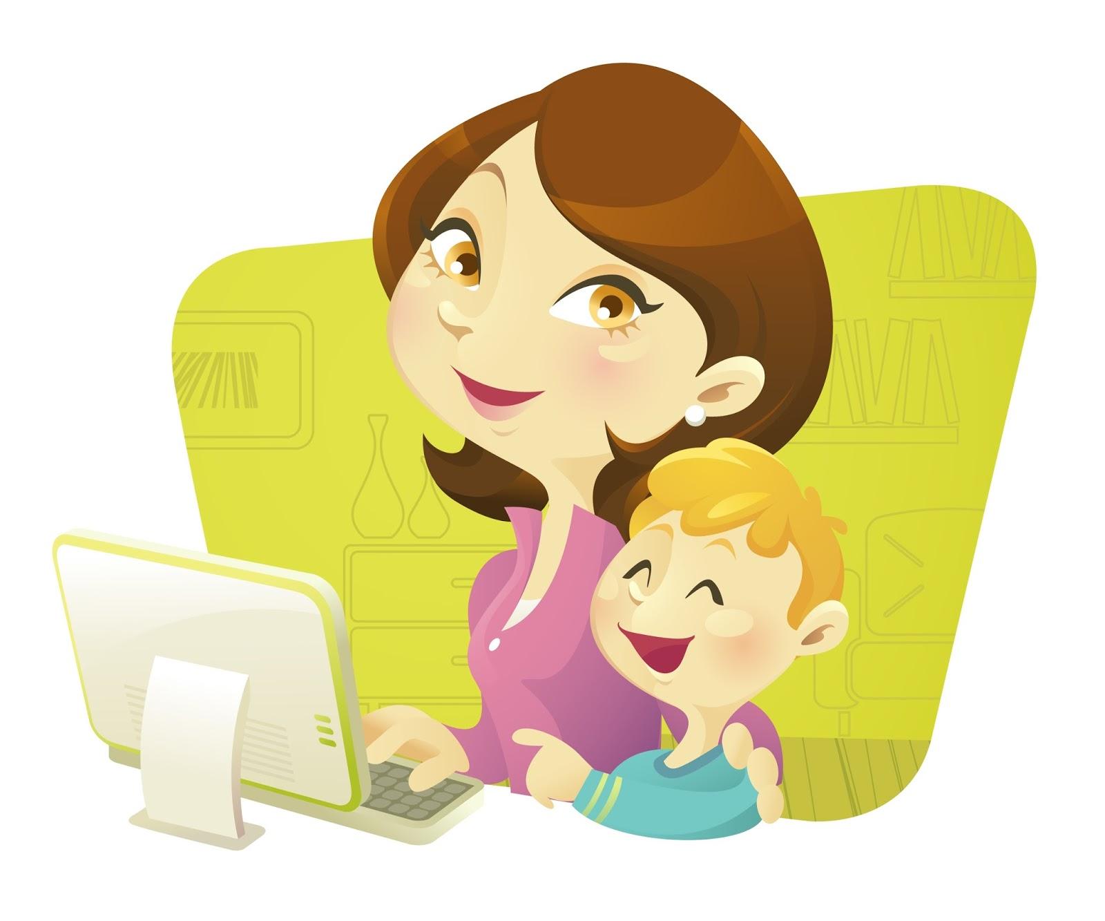 Родители и дети за компьютером