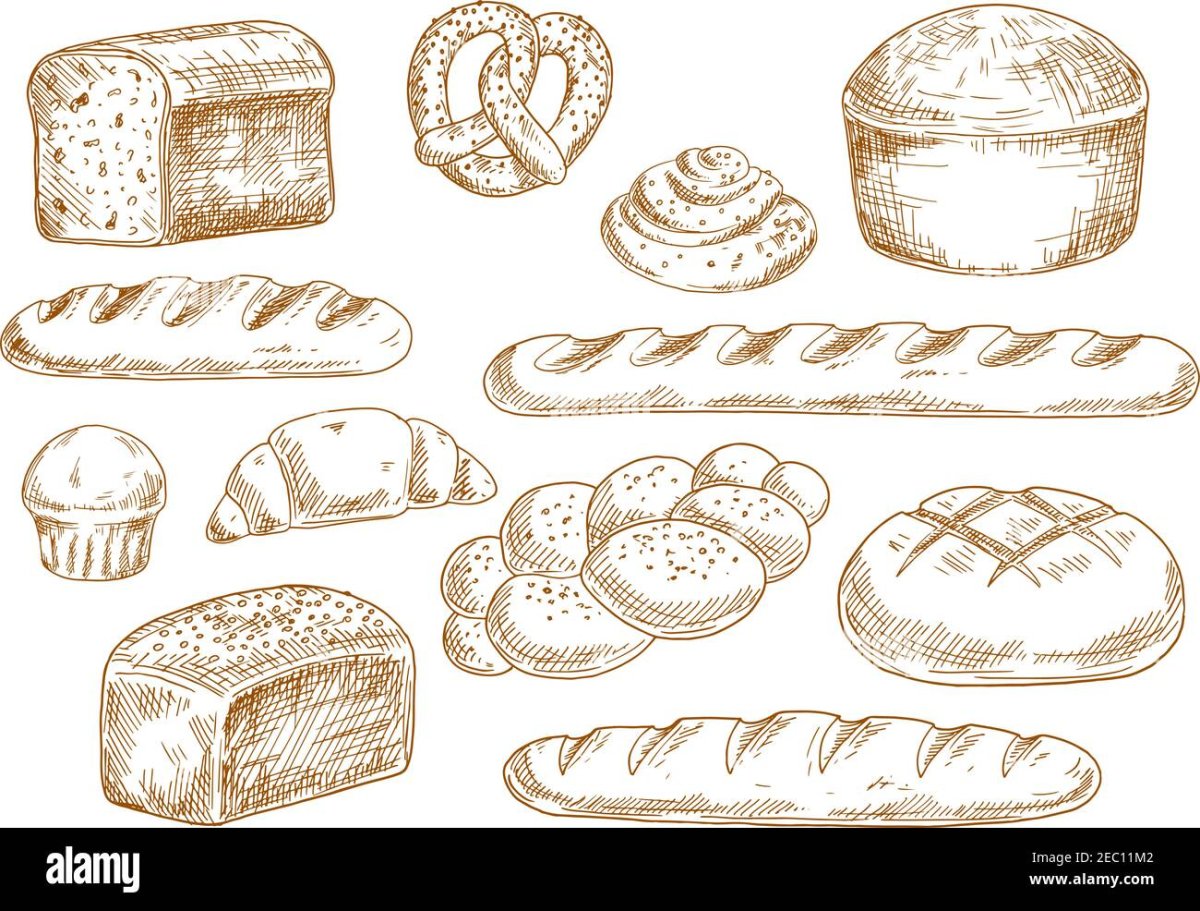Контур булочки и хлеба