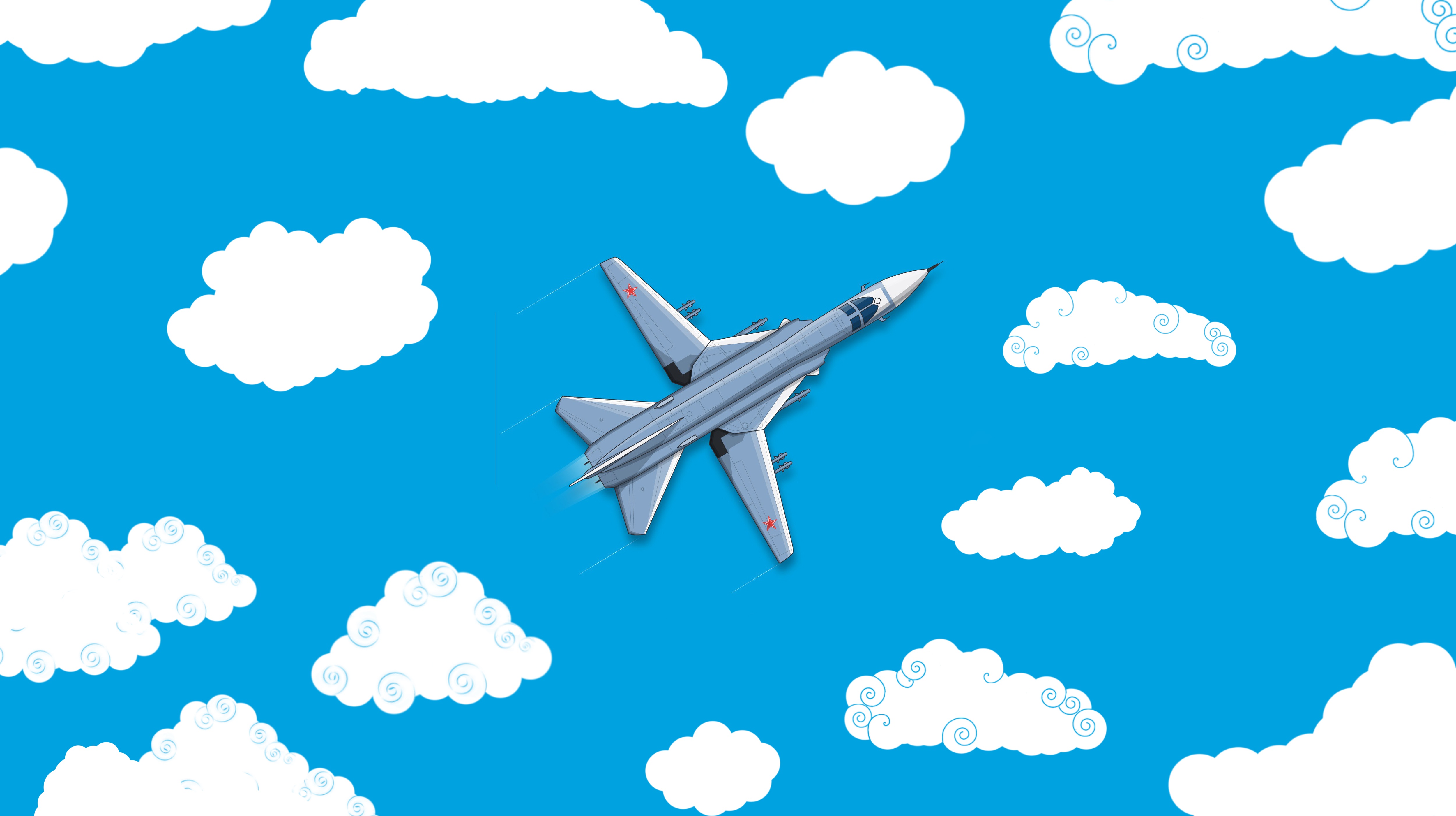 Самолет в облаках вектор