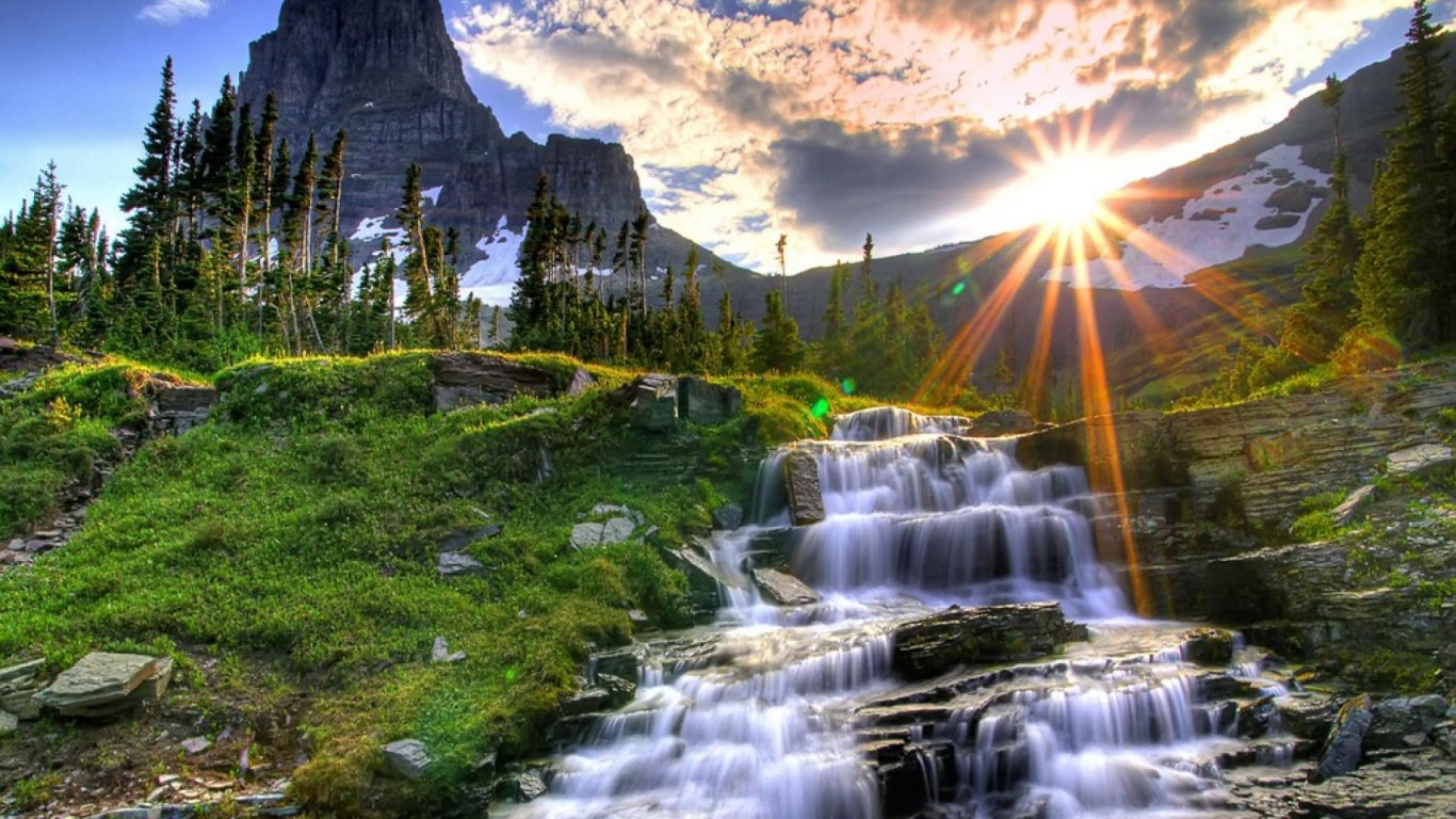 Природа горы водопад
