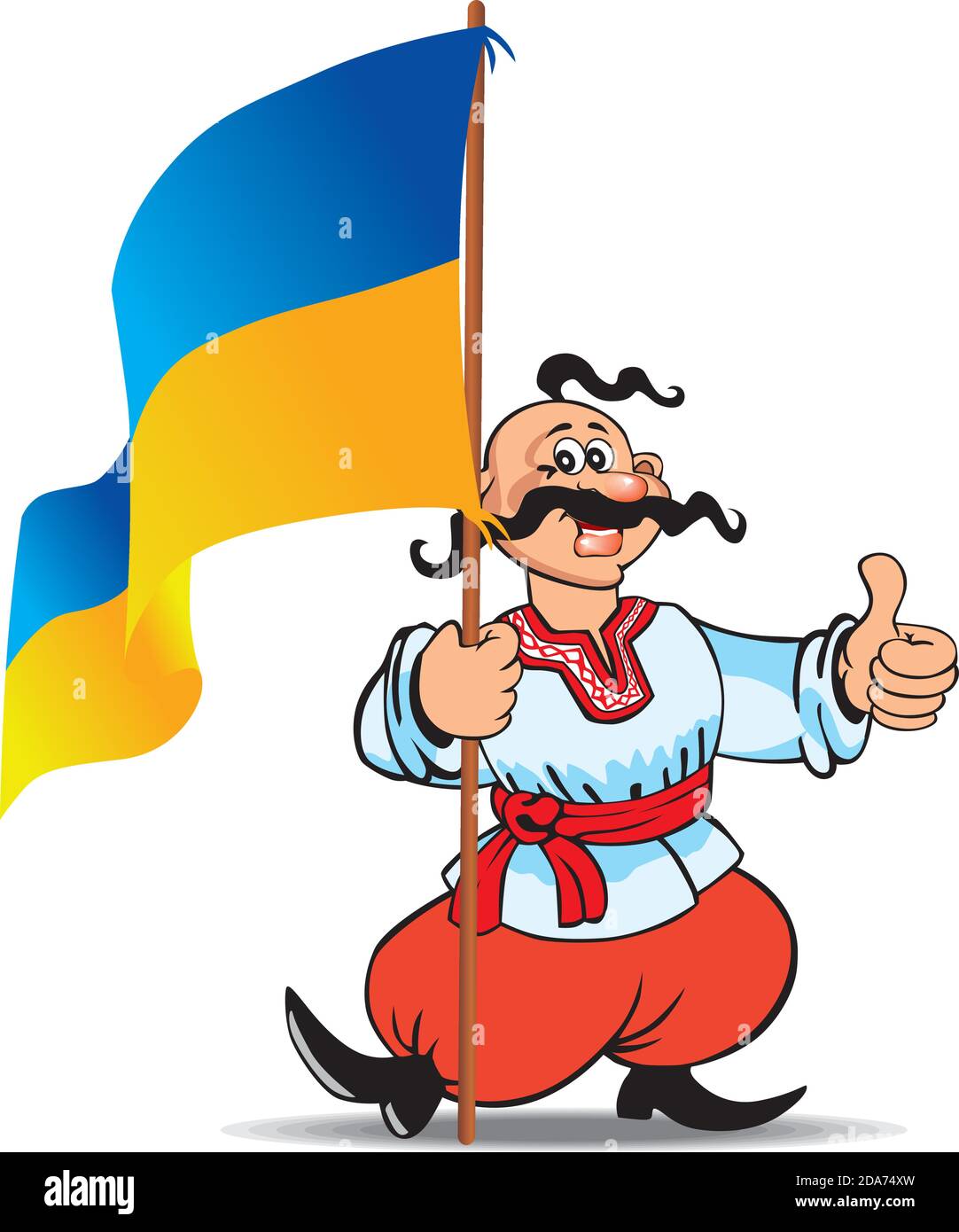 Украинский казак с флагом Украины