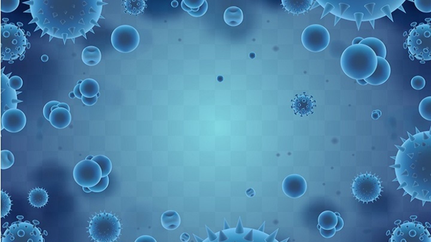 Бактерии на голубом фоне