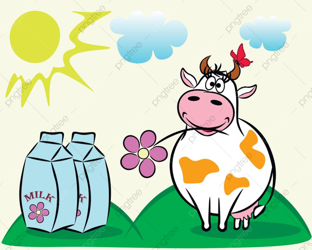 Мультяшная корова с молоком