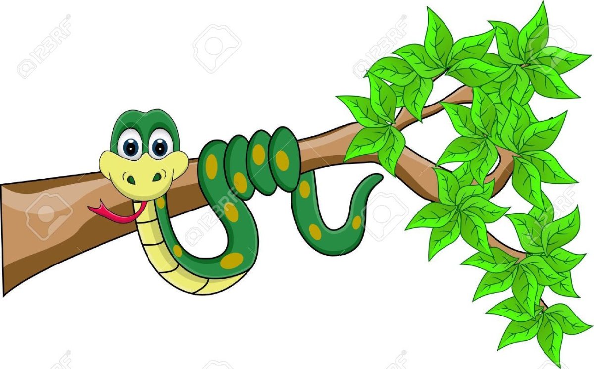 Мультяшная змея на дереве