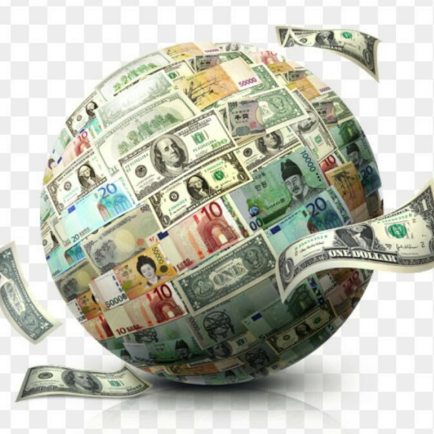 Купюры крутятся. Мировые деньги. Земной шар и деньги. Мир денег. Мировые деньги иллюстрация.