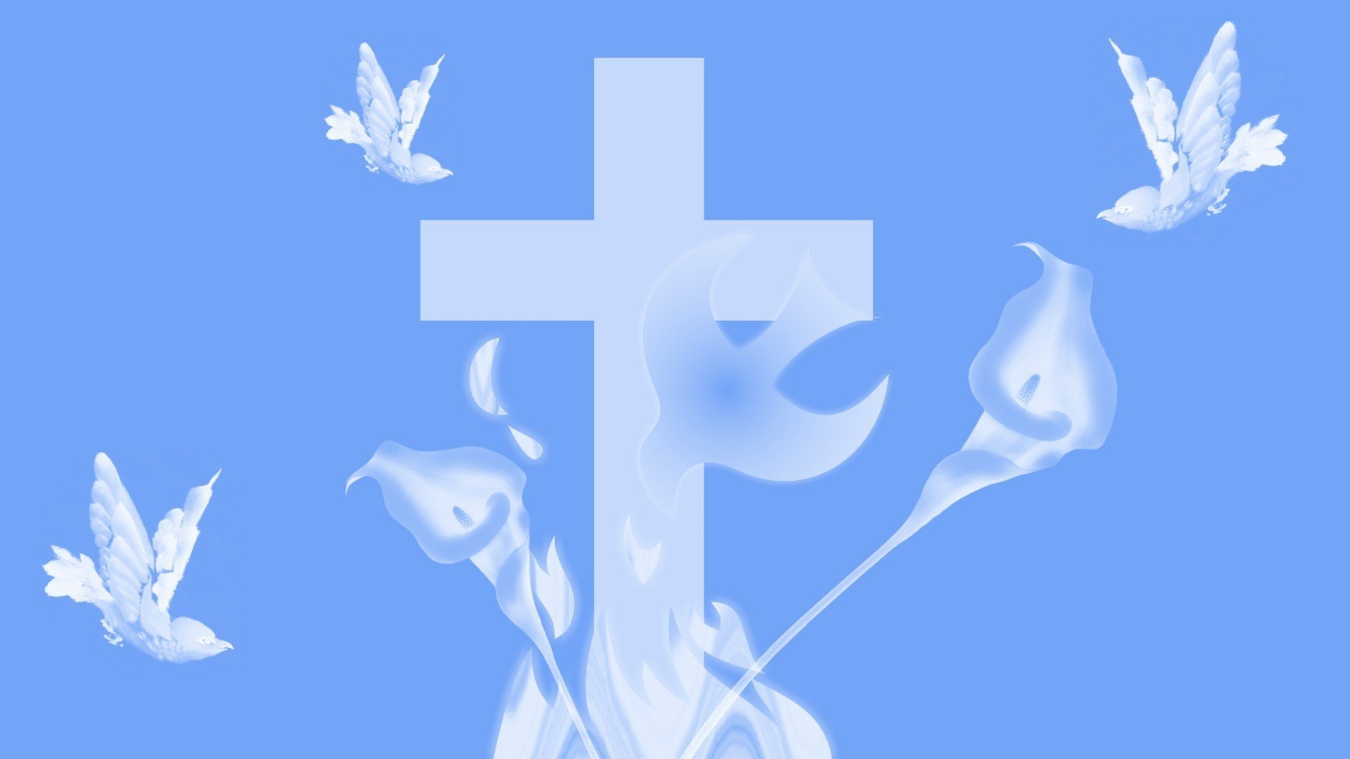 Крест на голубом фоне