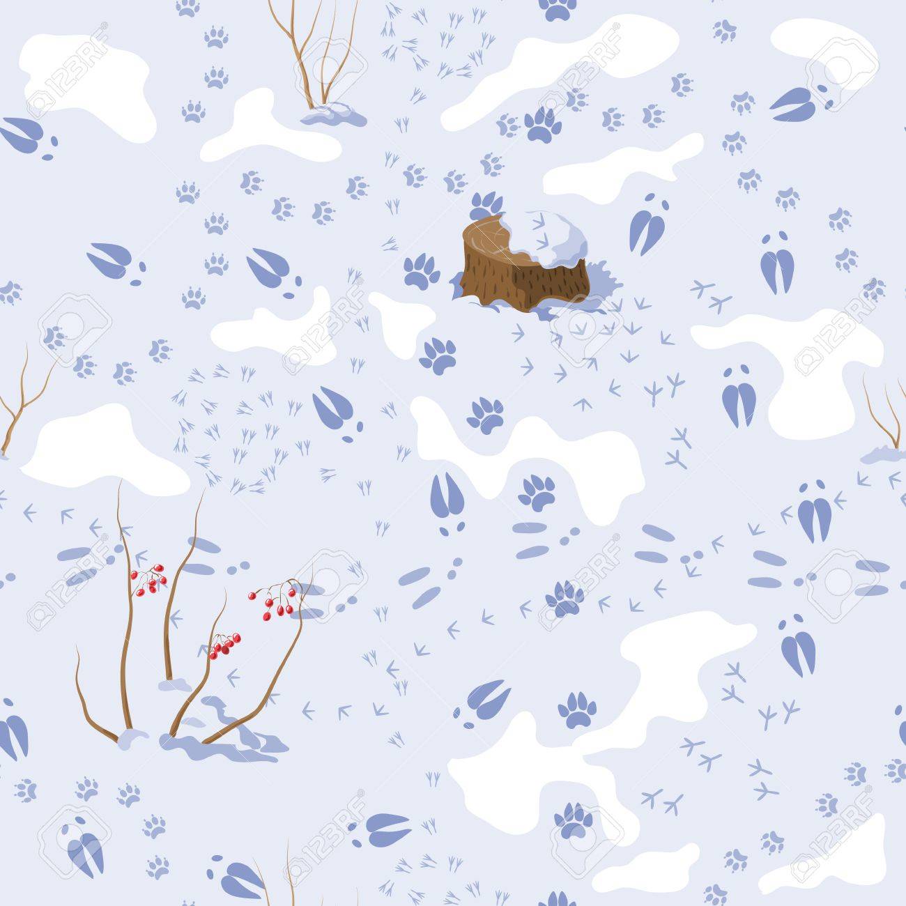 Следы зверей в зимнем лесу