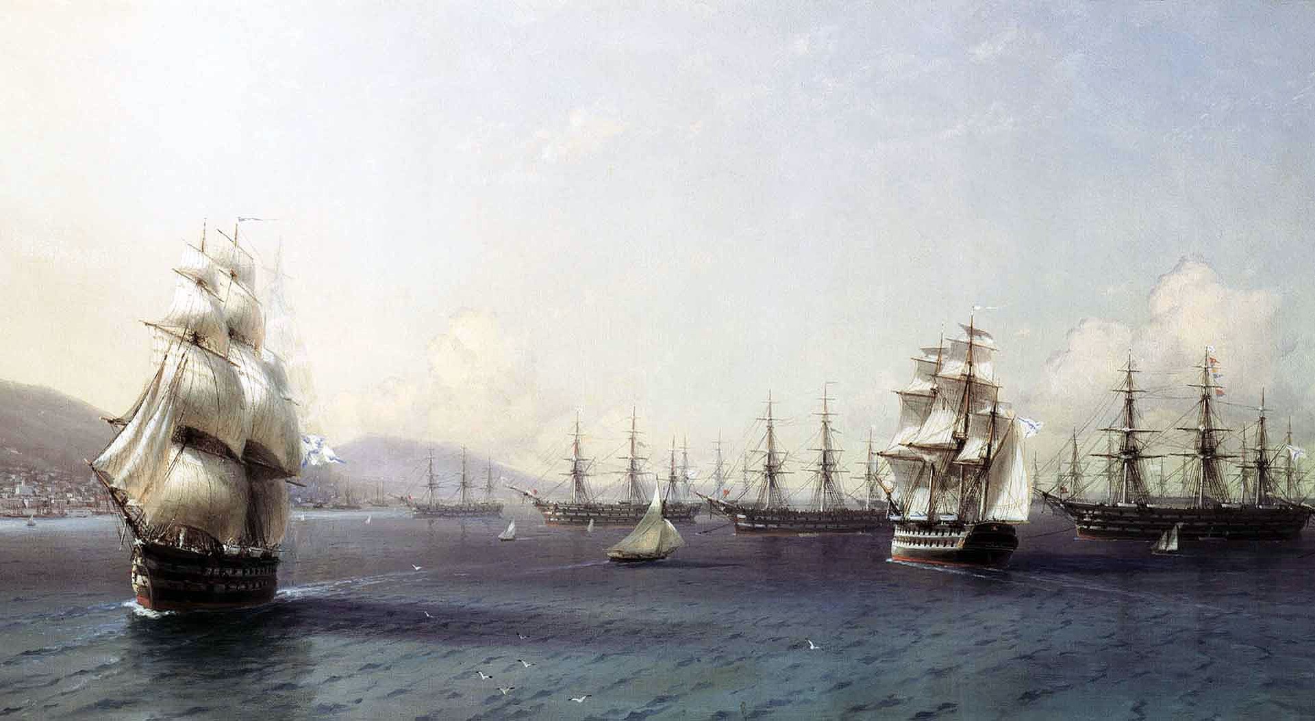 Айвазовский Черноморский флот в Феодосии 1839
