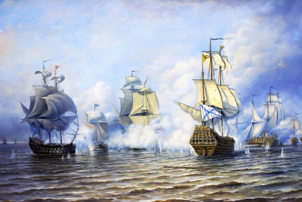 Бой у острова Эзель 24 мая 1719 года. Боголюбов.