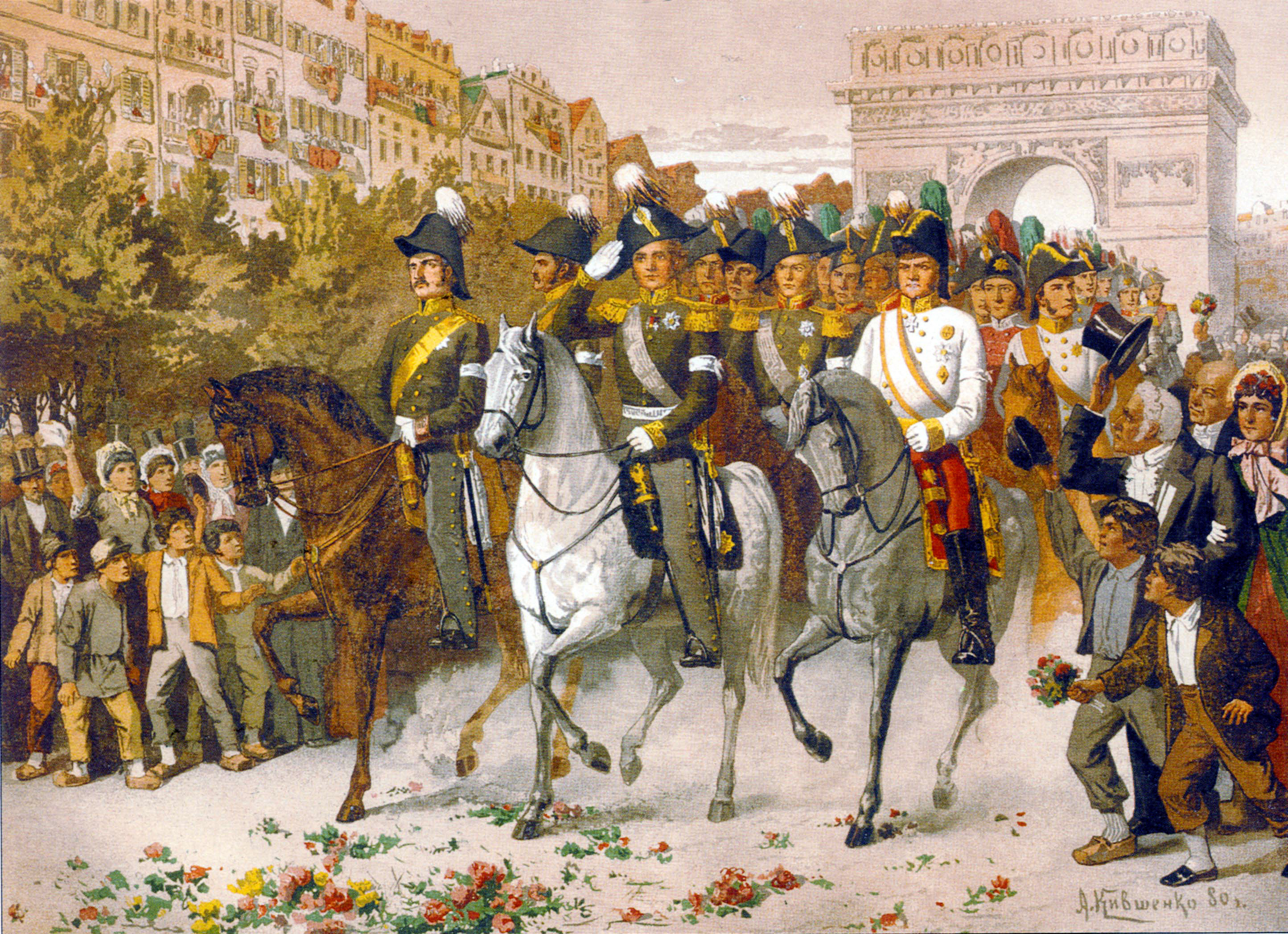 Россия франция в начале 19 в. Русская армия в Париже 1814. Русские войска в Париже 1814 картина.