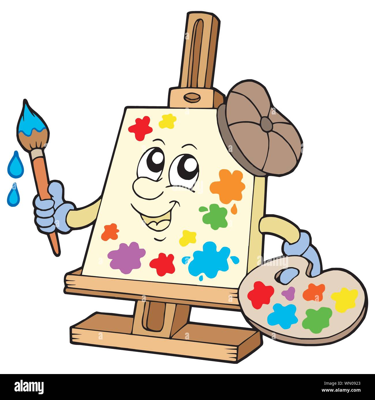 Детский мольберт с красками и карандашами