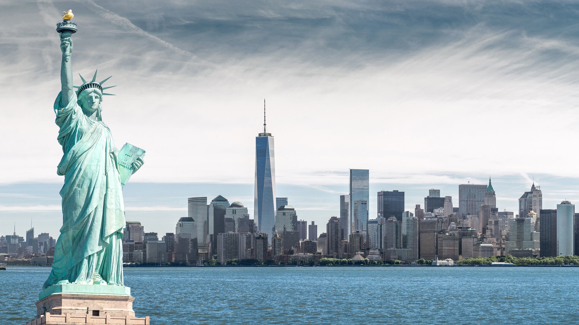 Нью Йорк панорама статуя свободы