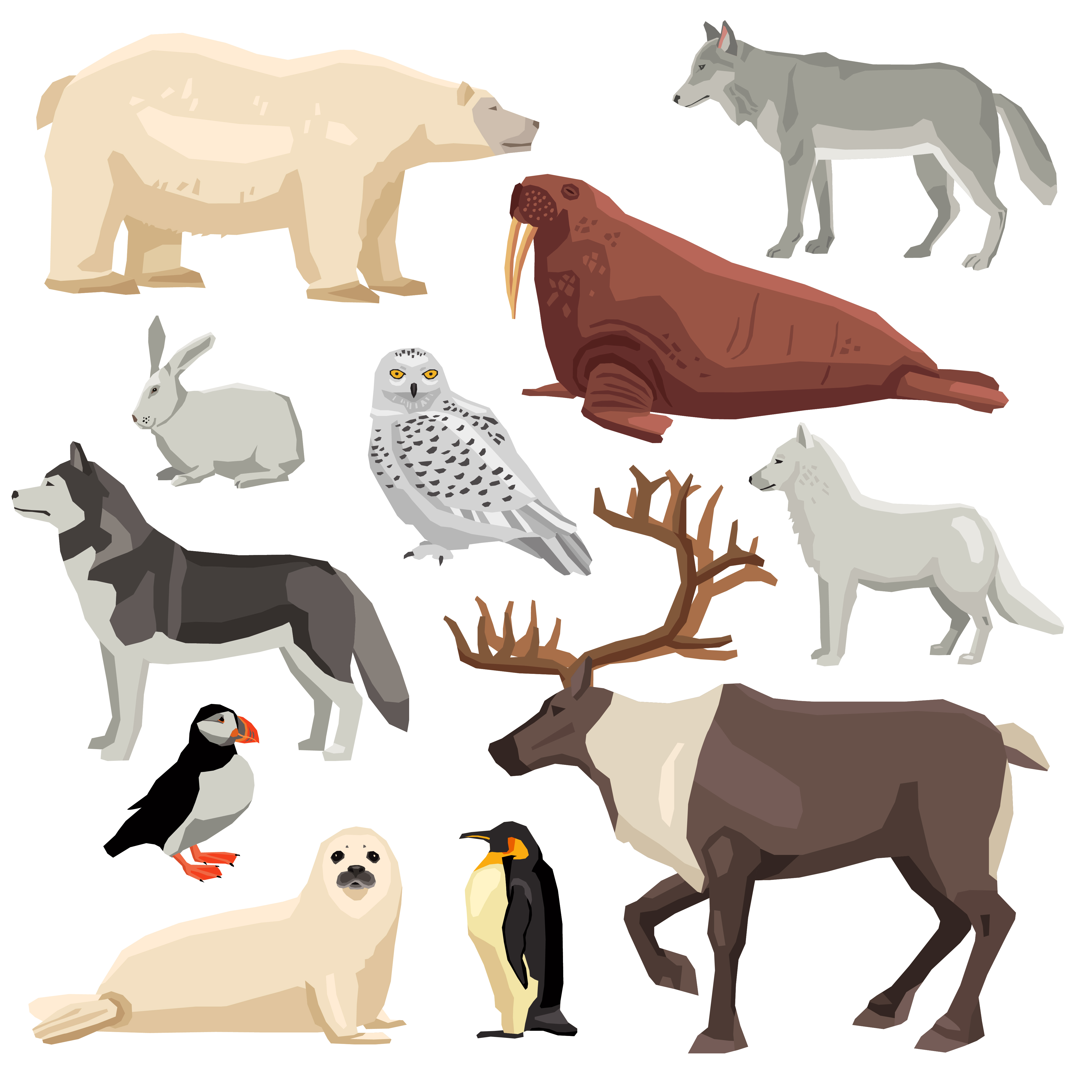Фигуры животных севера для дошкольников