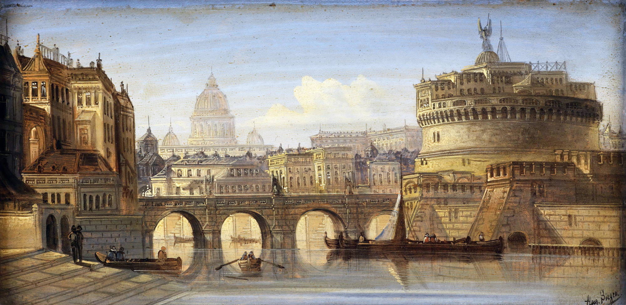 Мост Святого ангела в Риме живопись