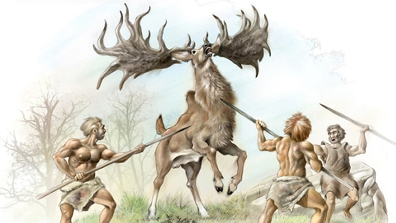 Охота на оленей загонная древних людей