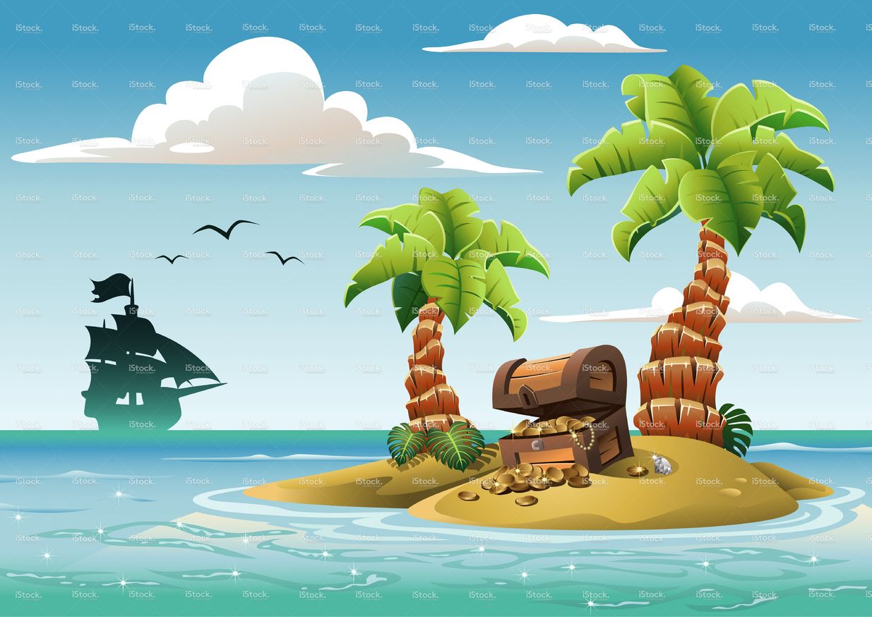 Мультяшный остров с пальмами
