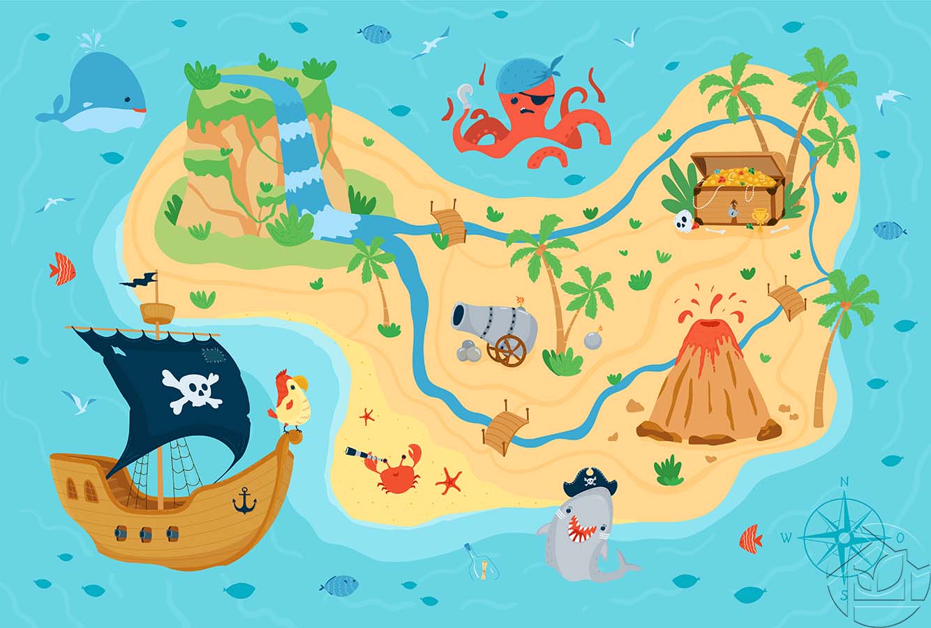 Карта пирата остров сокровищ для детей