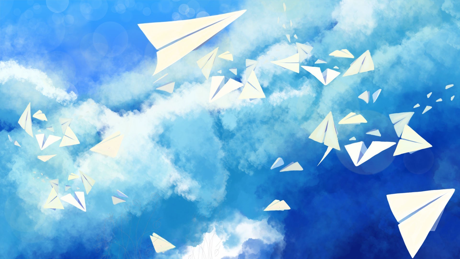 Бумажный самолетик в небе