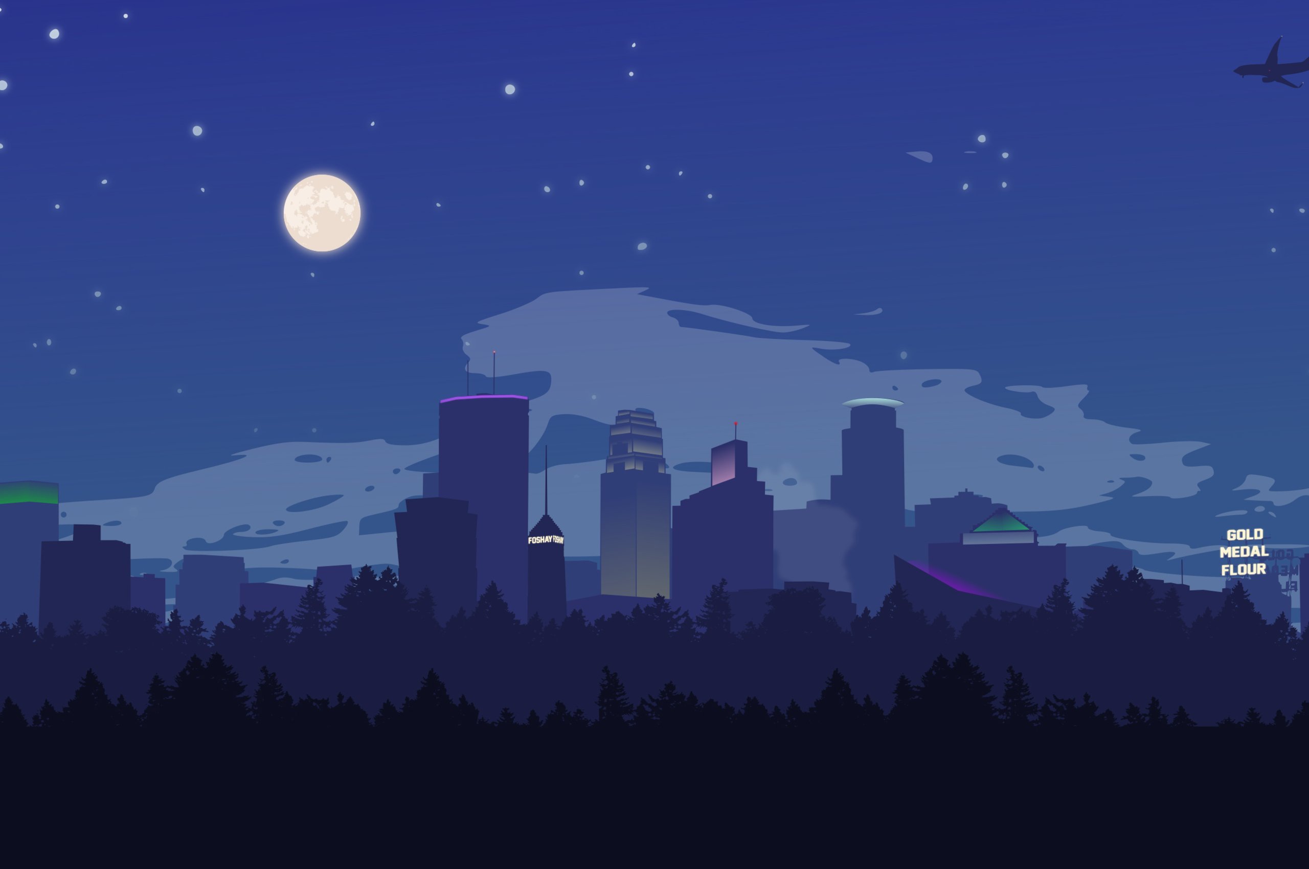 Пиксельная ночь в городе