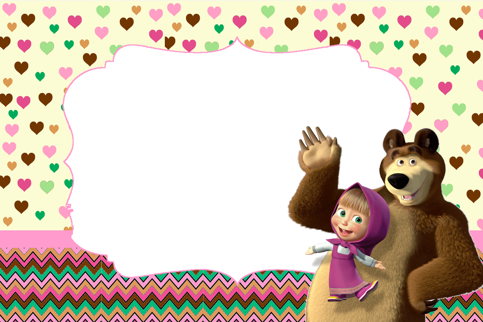 Фоны на приглашение на день рождения Маша и медведь