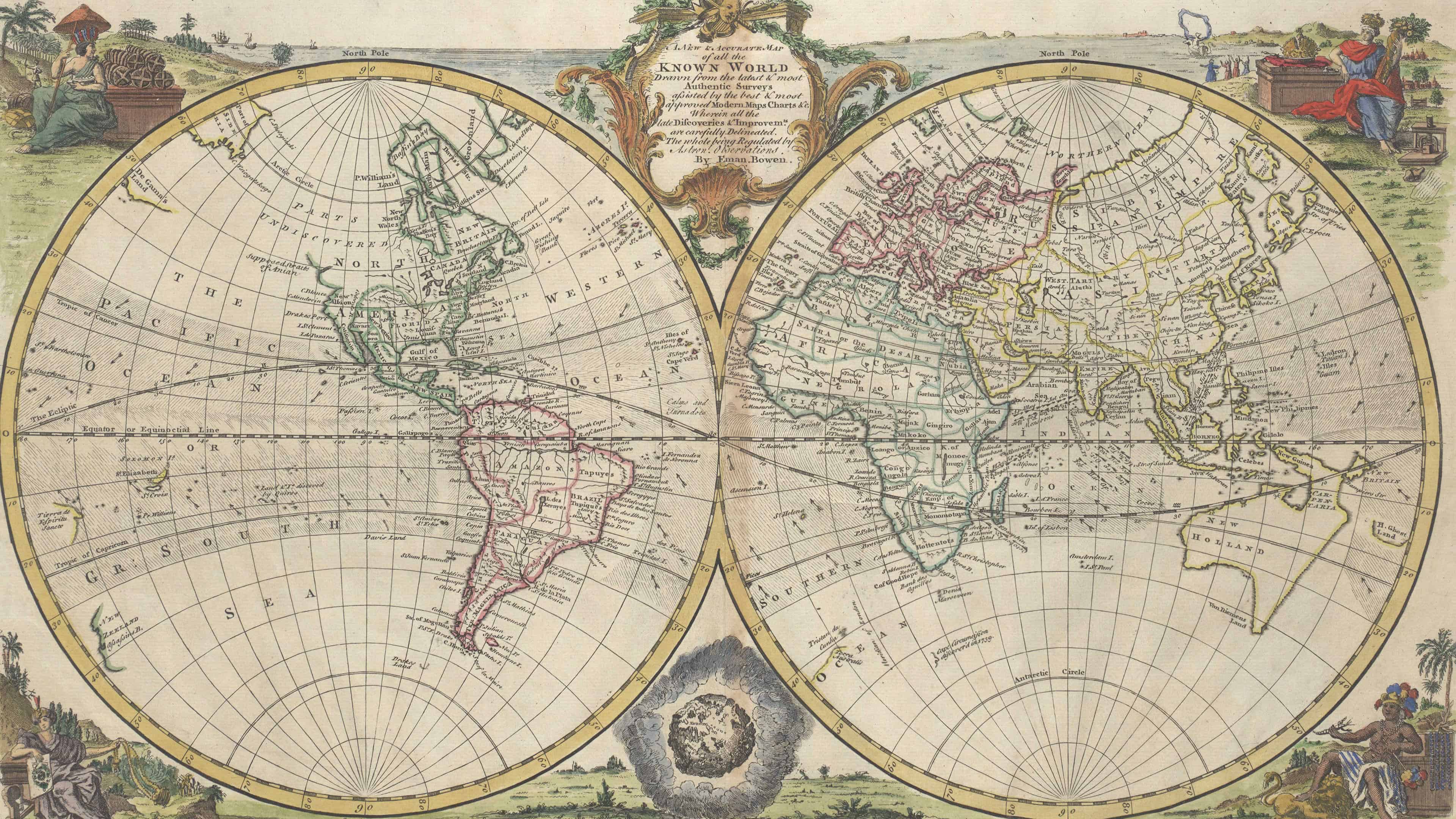 Древняя карта полушарий