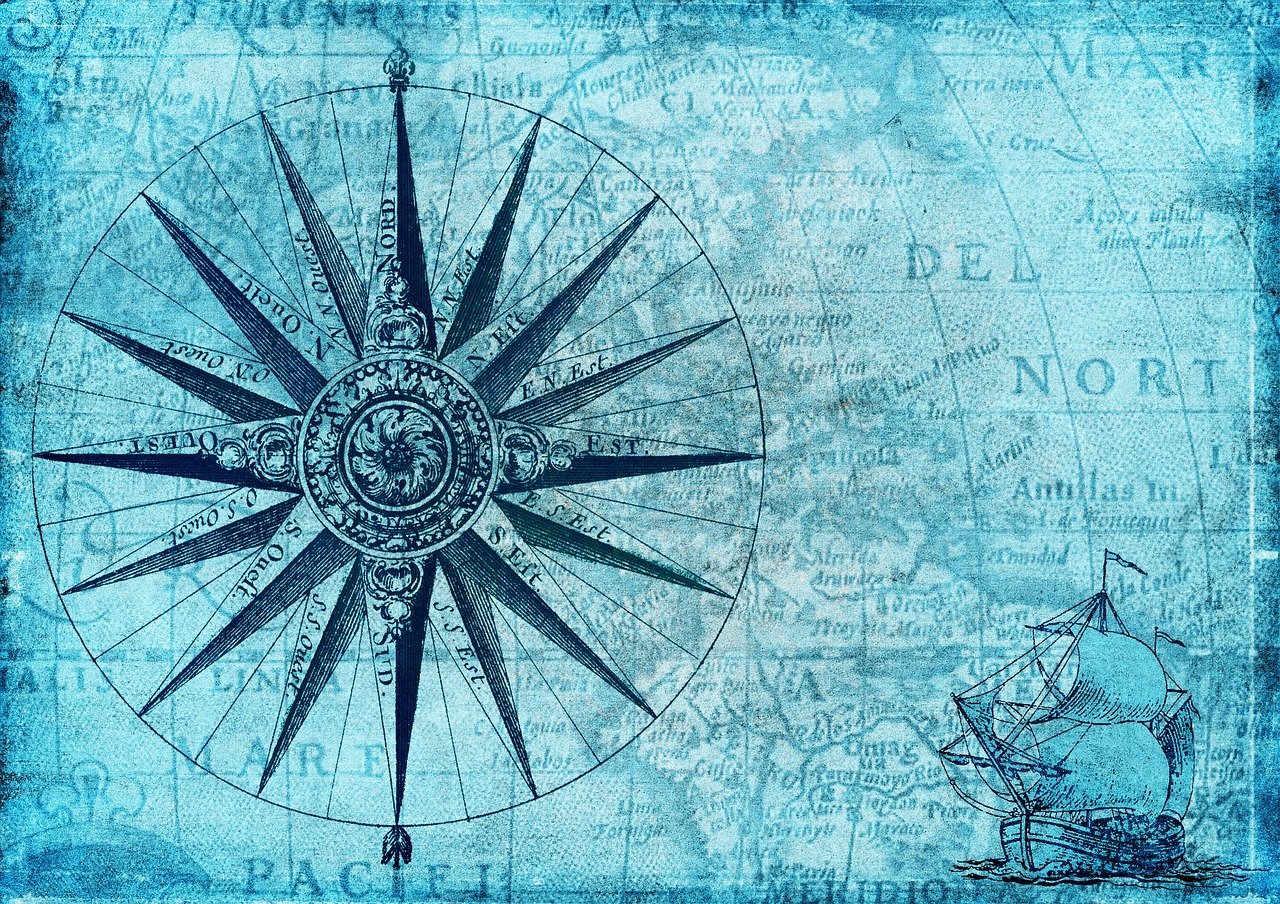 Старая карта с компасом