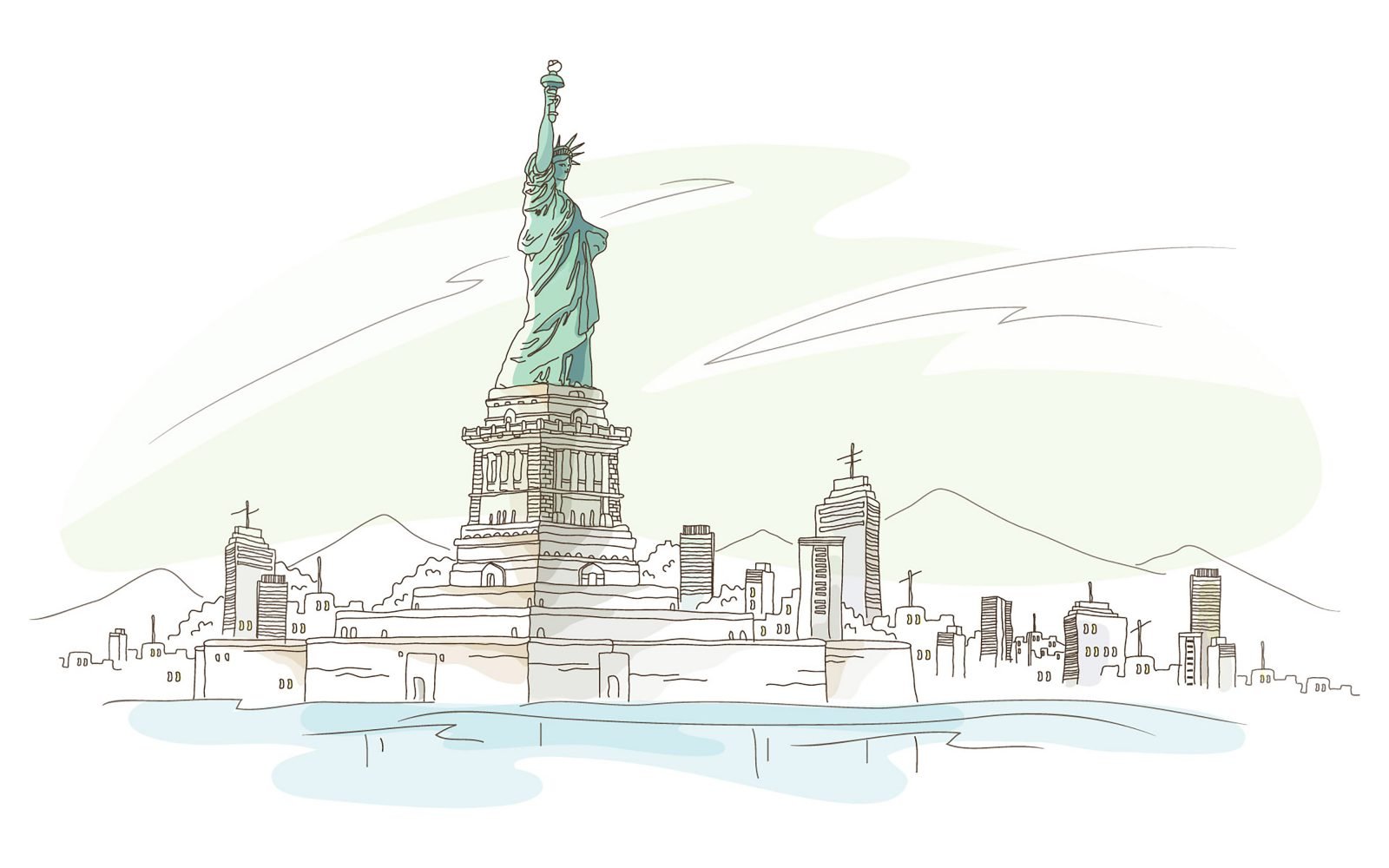 Иллюстрация Нью Йорк статуя свободы