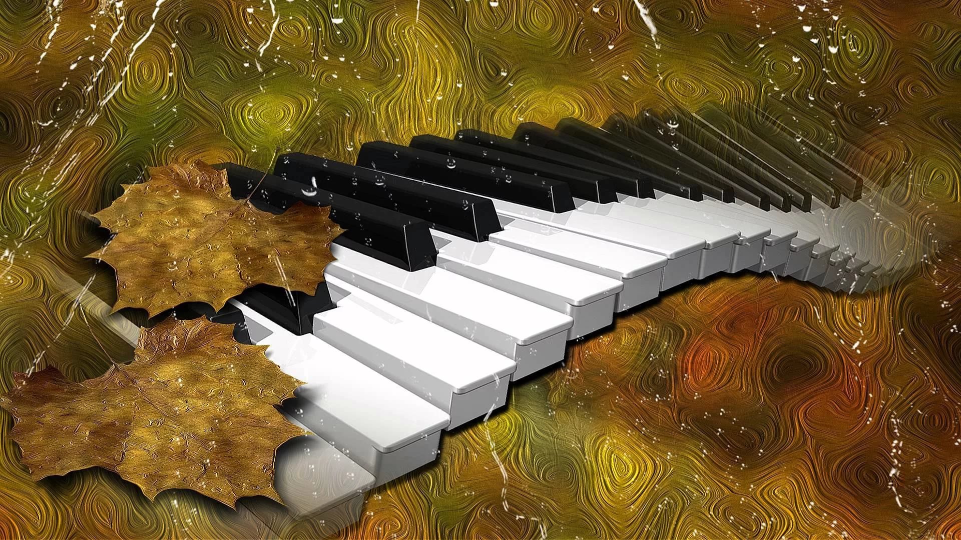 Музыка дождя автор музыки. Осенний рояль. Пианино и осенние листья. Фортепиано осень. Красивые музыкальные картинки.