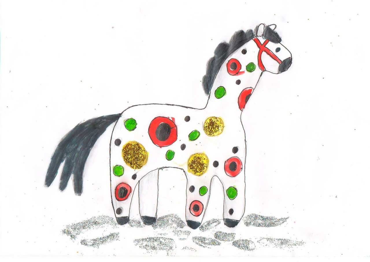 Дымковский конь шаблон для рисования