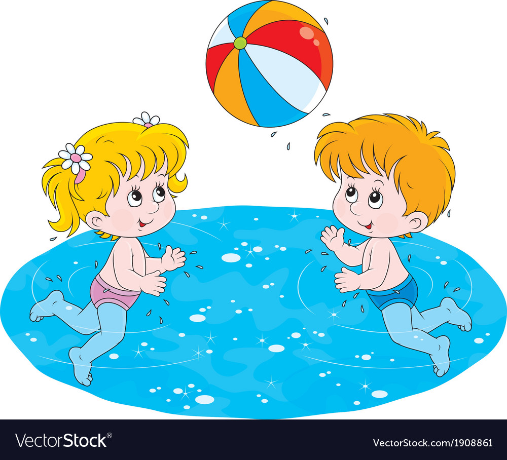 Дети в бассейне с мячом