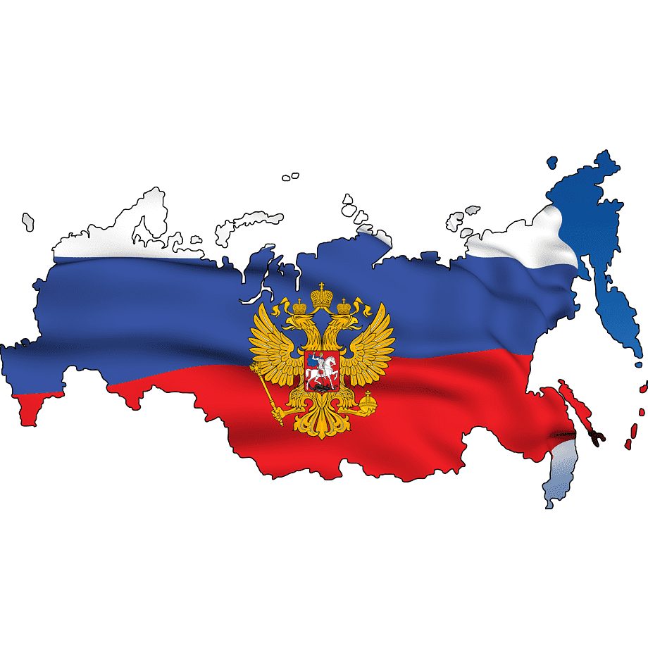 Карта России на фоне флага России