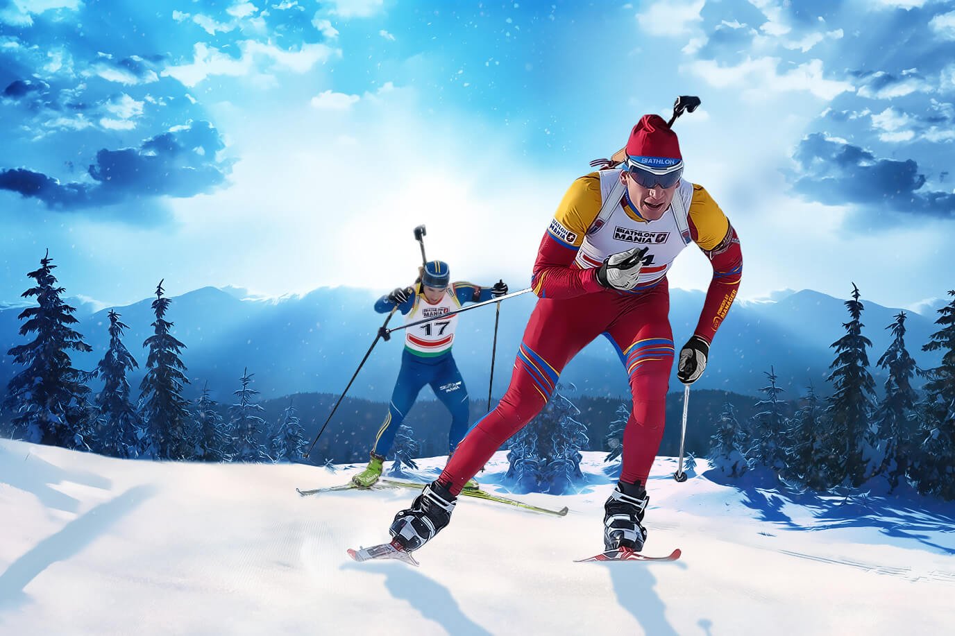 Три лыжных спортсмена. Зимние виды спорта. Виды лыжного спорта. Лыжи спорт. Лыжник.