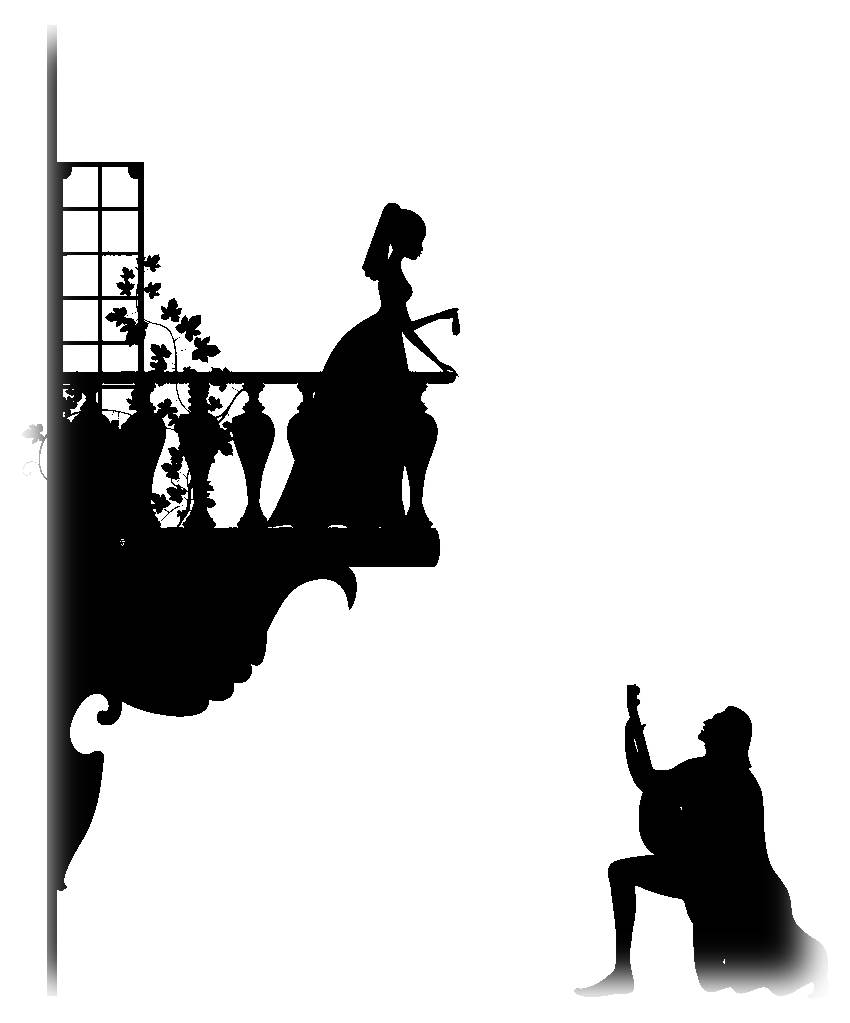 Силуэт Ромео и Джульетты на балконе