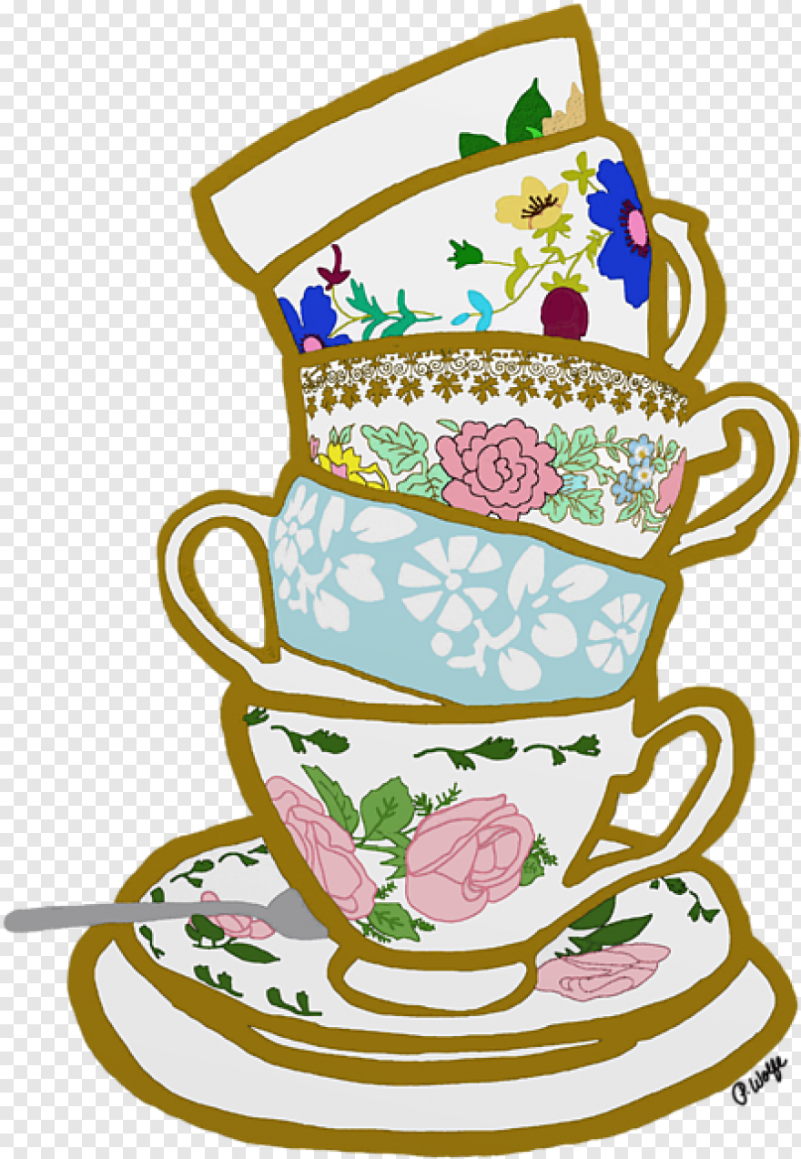 Мультяшный чайник с чашками