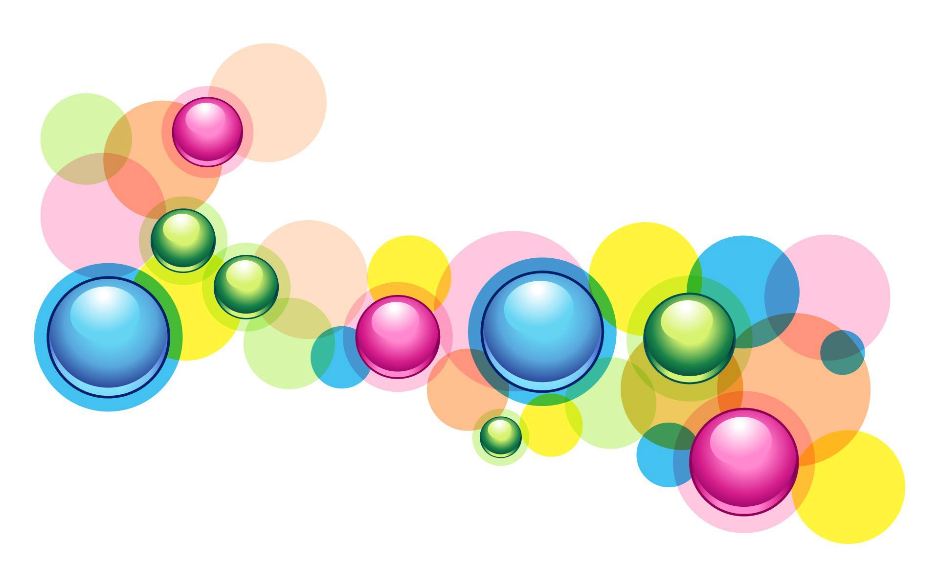 Разноцветные пузыри на прозрачном фоне