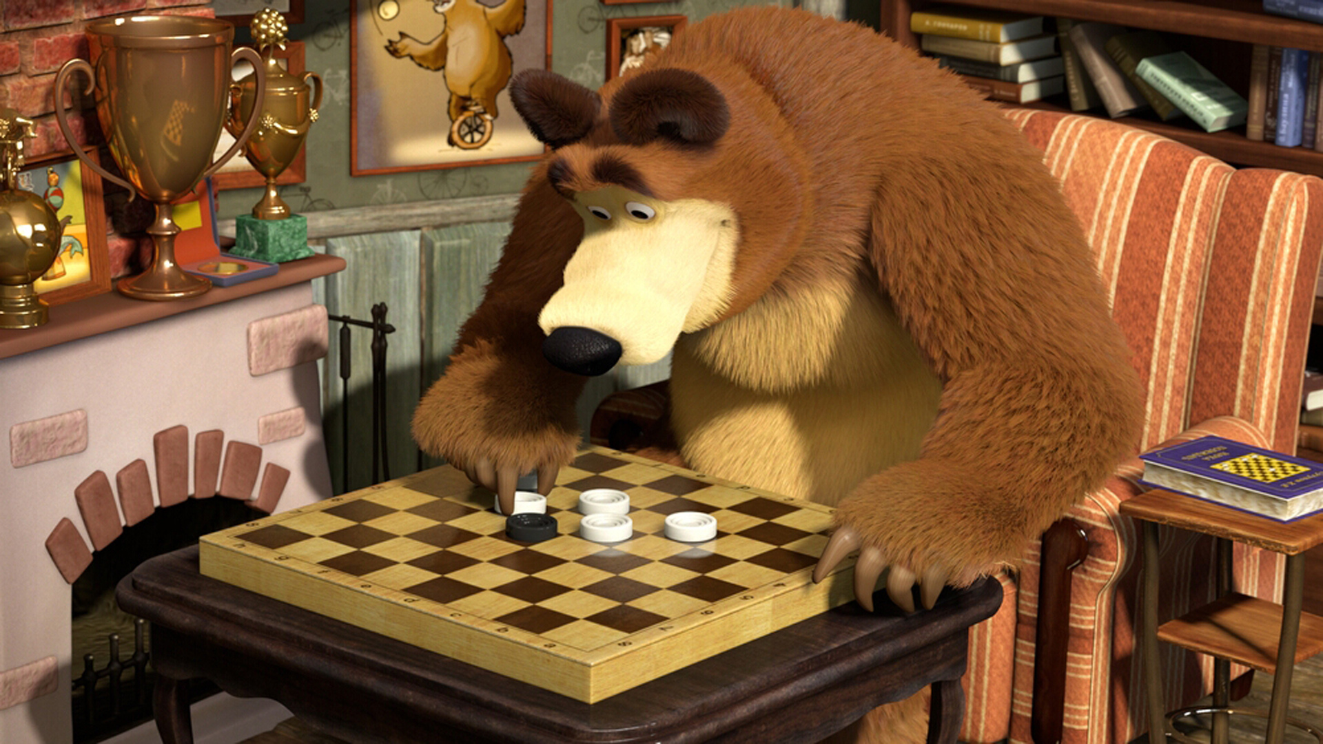 Маша и медведь игра в шашки