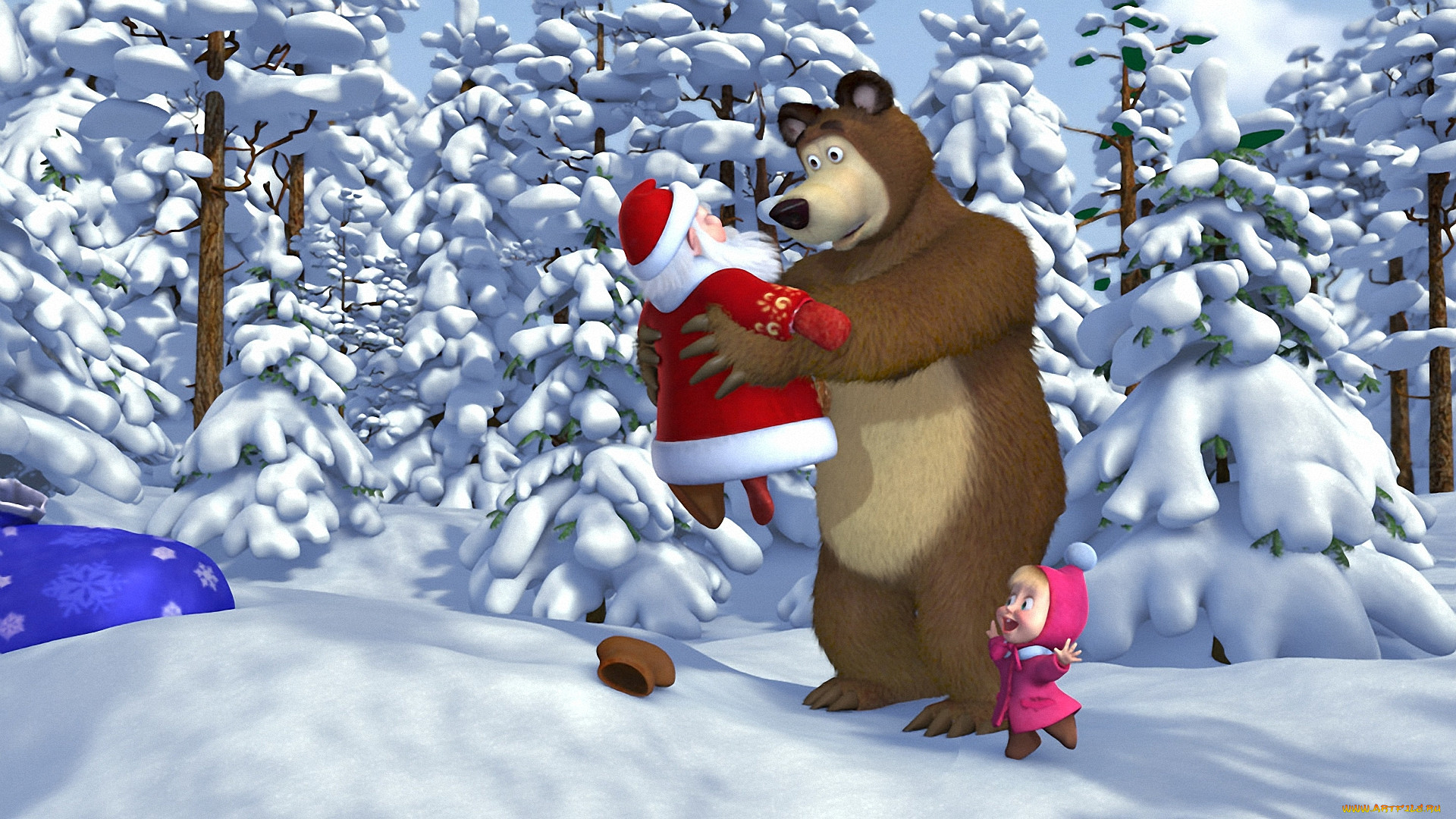 Мультфильм зима Маша и медведь