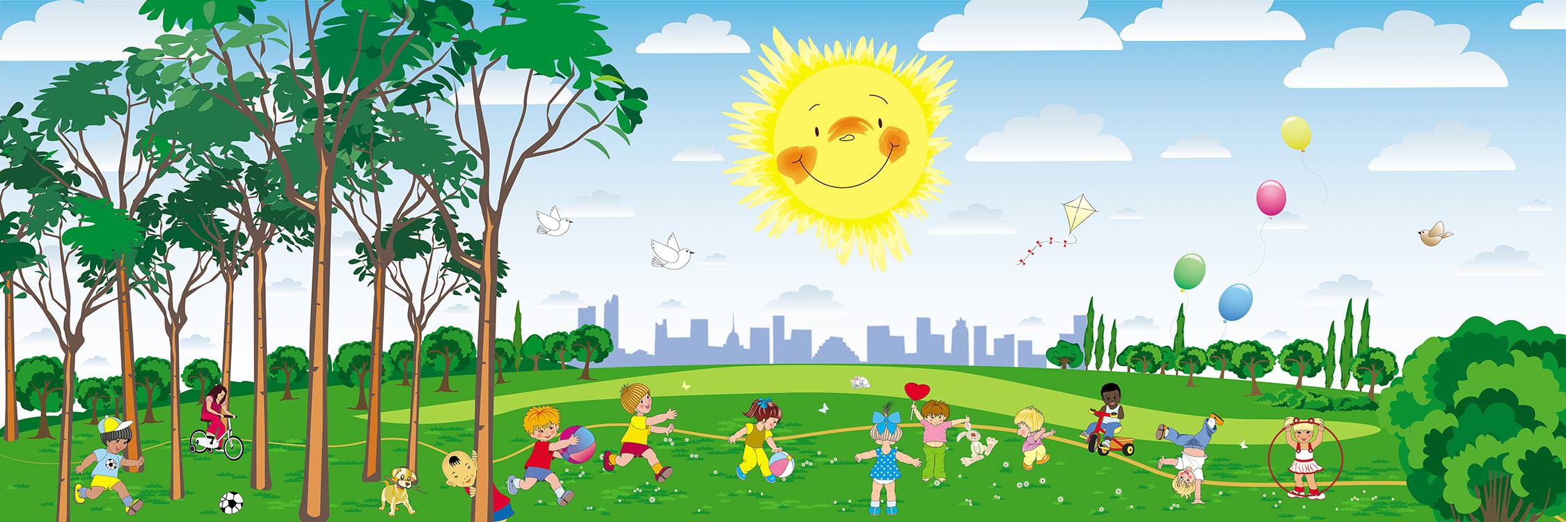 Рисование парк летом для детей