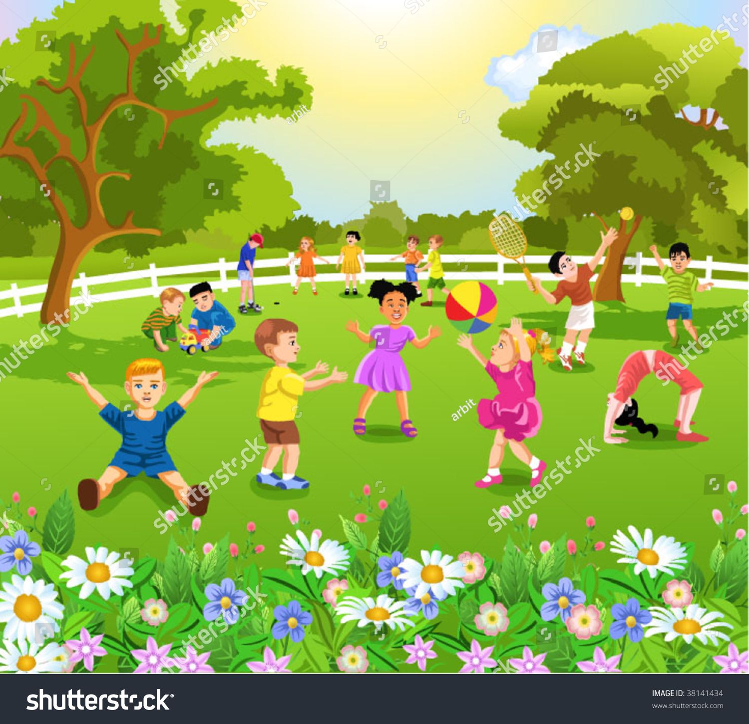 Картина летом в парке для детей
