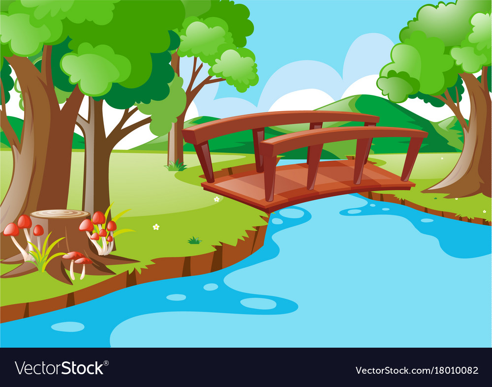 Сказочная речка с мостиком
