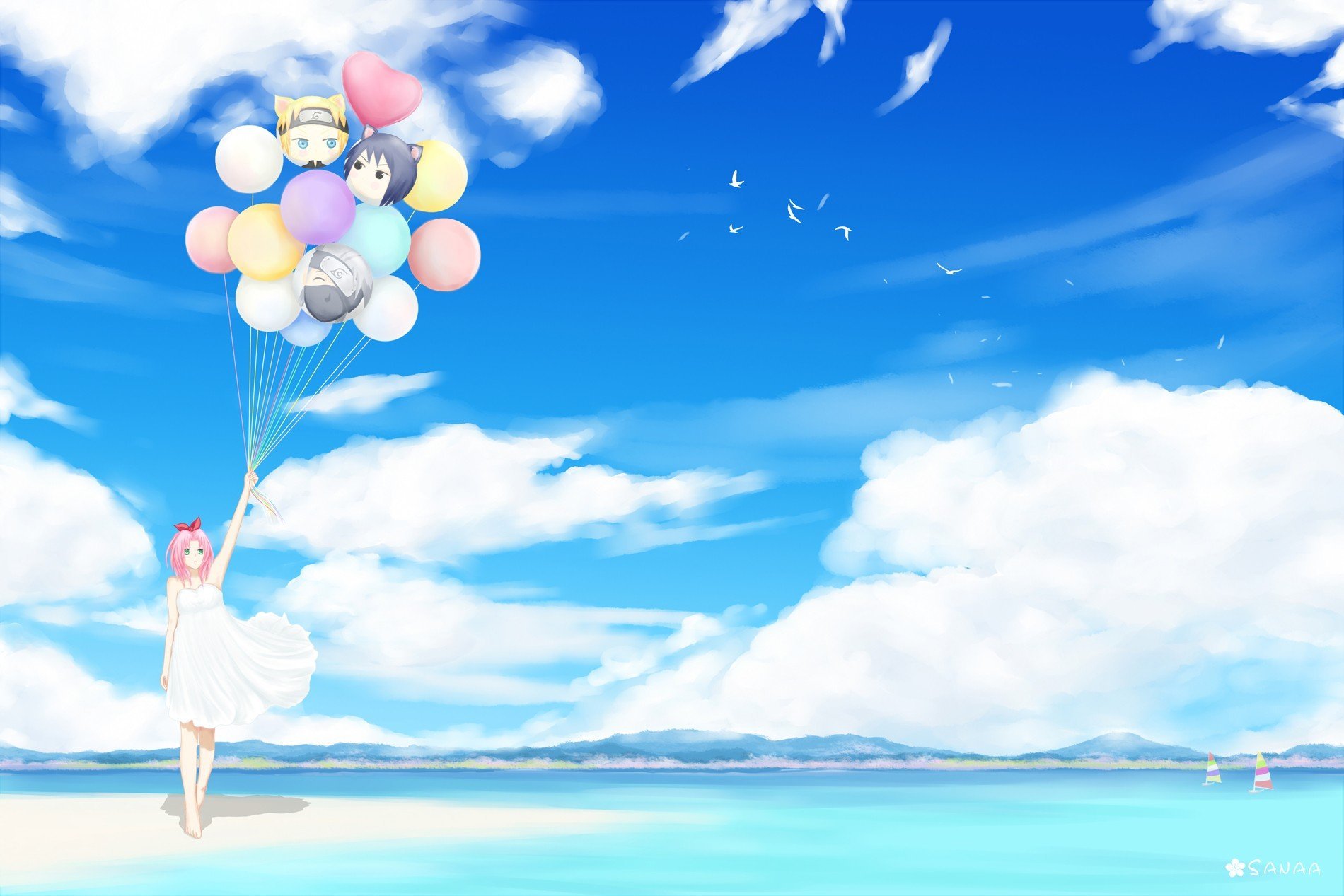 Воздушные шары в облаках