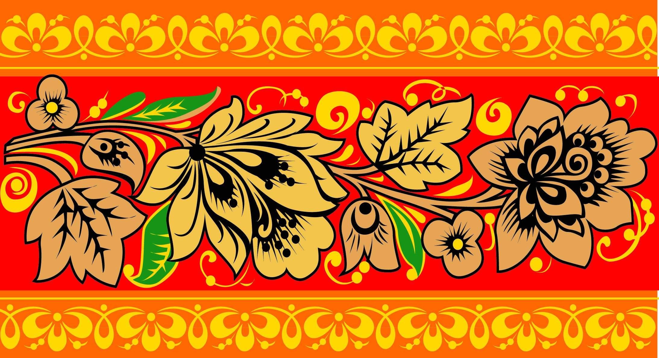 Хохломская роспись ленточный орнамент