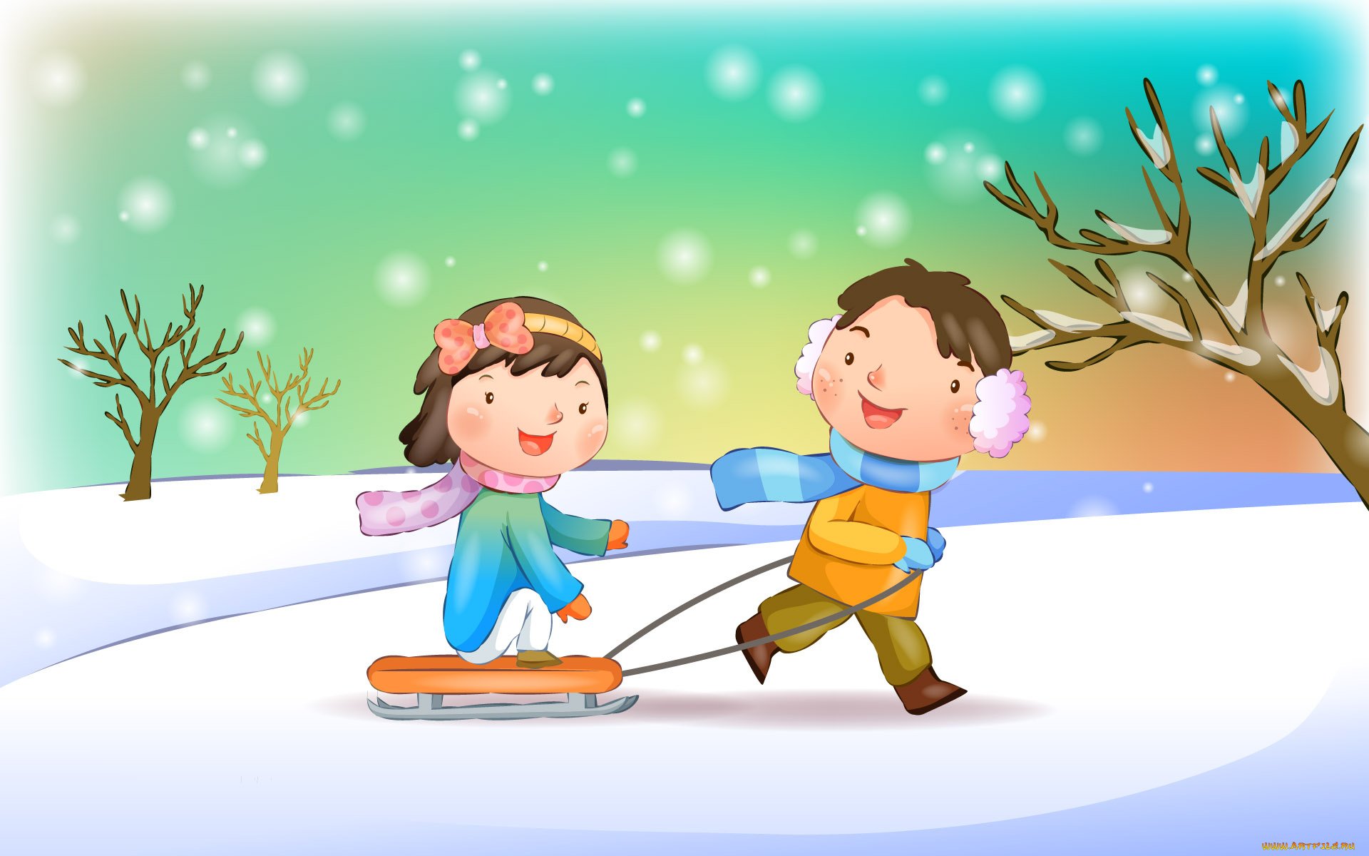 Картина зимняя прогулка для детей
