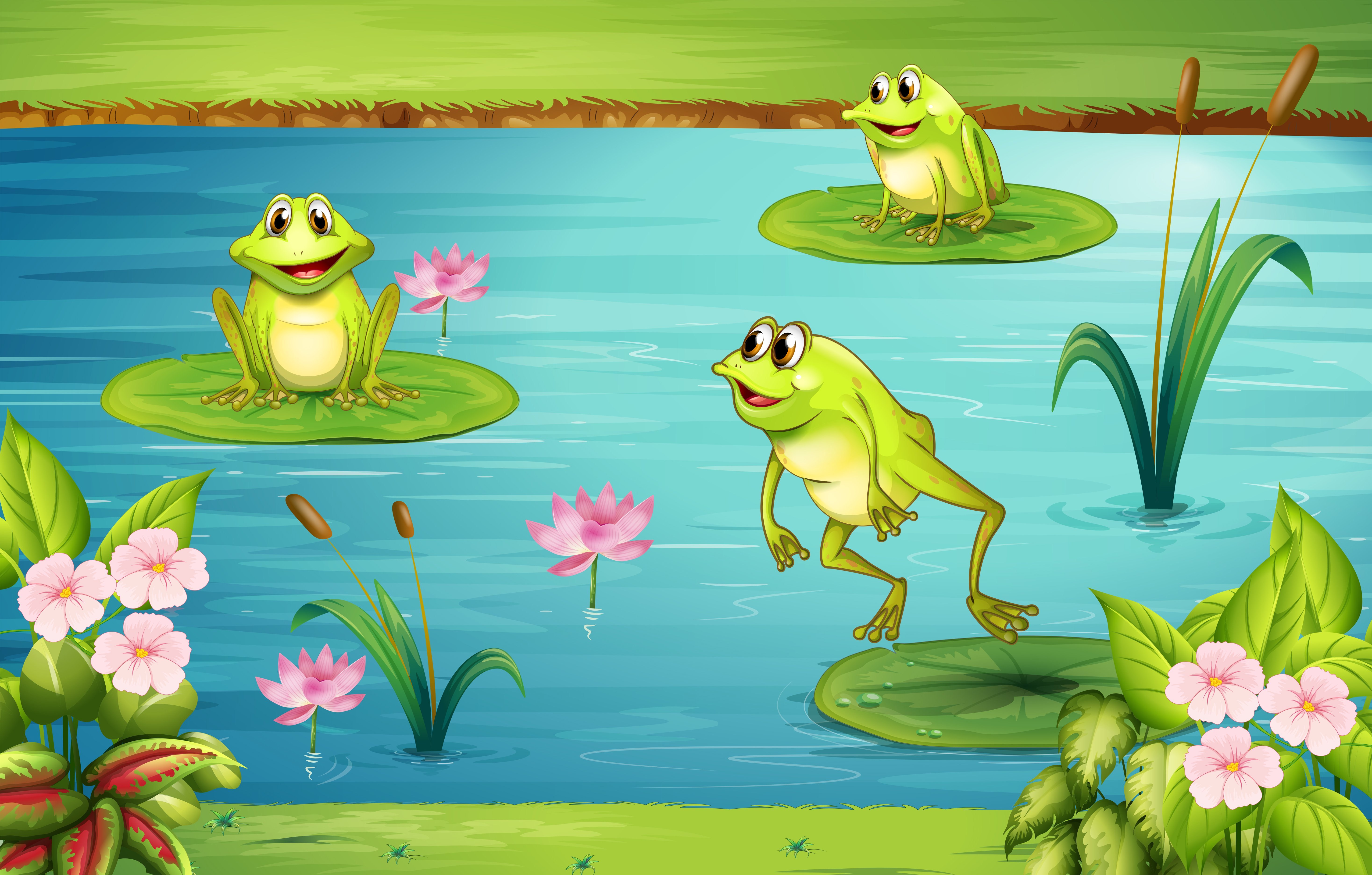 Сказочное болото с лягушками