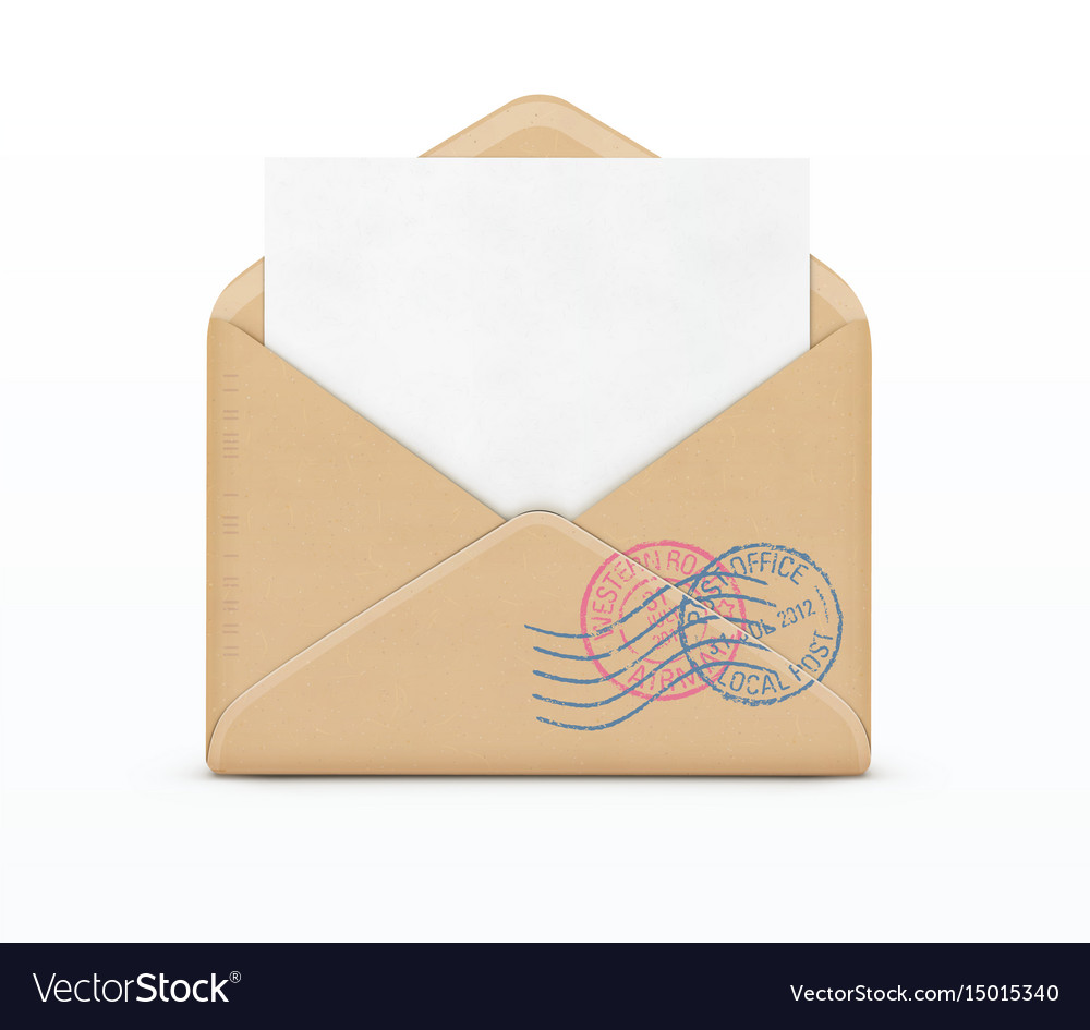 Внутри конверта. Открывание конверта. Открытый бумажный конверт с листком. Открывает конверт. Конвертик на белом фоне.