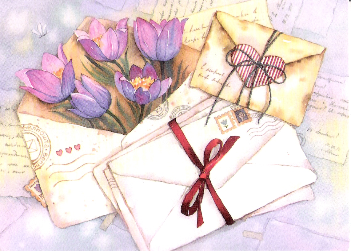 Акварельные цветы конверт