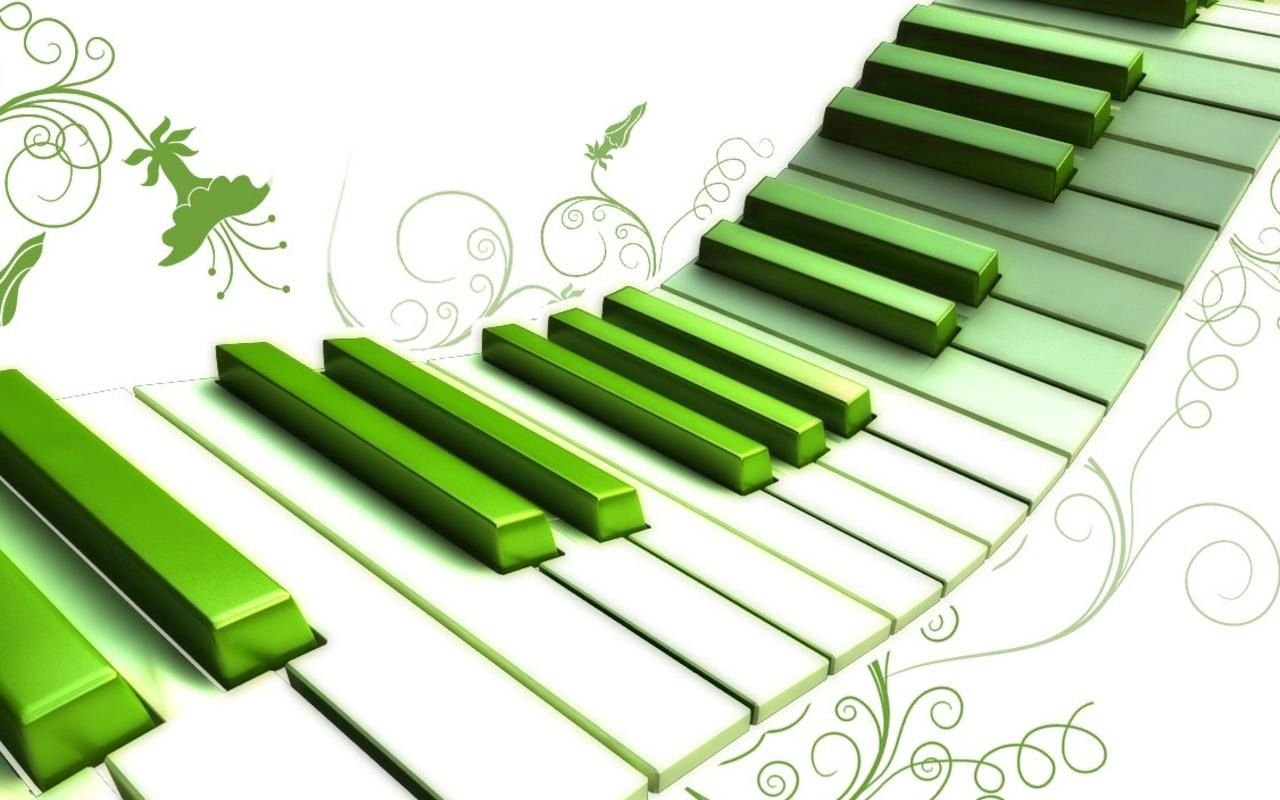 Пианино на зеленом фоне